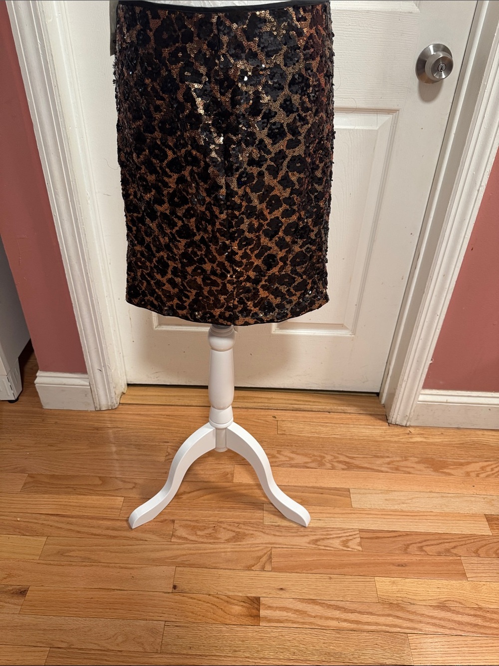 Cache Sequin Leopard Pencil Skirt - Black and Gold
